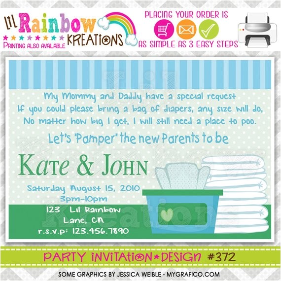 Diaper and Wipes Party Invites 372 Diy Diapers and Wipes Party Invitation or Thank You