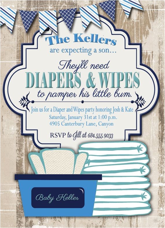 Diaper and Wipes Party Invites Baby Shower Invitation Diaper and Wipes Baby by