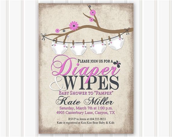 Diaper and Wipes Party Invites Baby Shower Invitation Diaper and Wipes Baby by