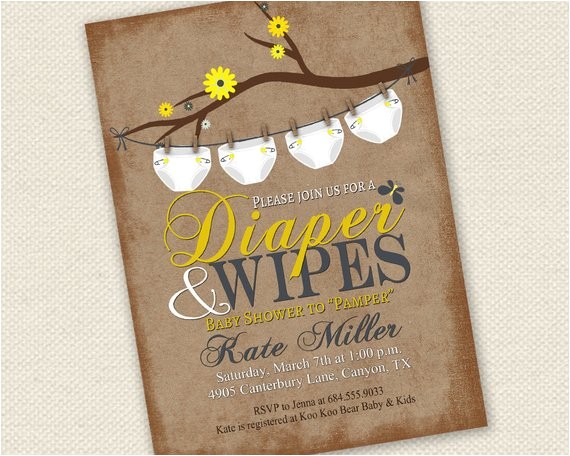 Diaper and Wipes Party Invites Baby Shower Invitation Diaper and Wipes Baby Shower