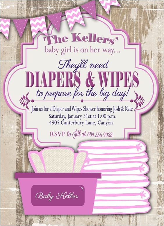 Diaper and Wipes Party Invites Baby Shower Invitation Diaper and Wipes Baby Shower