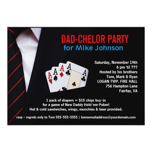 Diaper Poker Party Invitations Dadchelor sophisticated Poker Party Invitations Zazzle