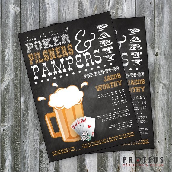Diaper Poker Party Invitations Diapers for Dad Poker Pilsners Pampers Party Man Shower