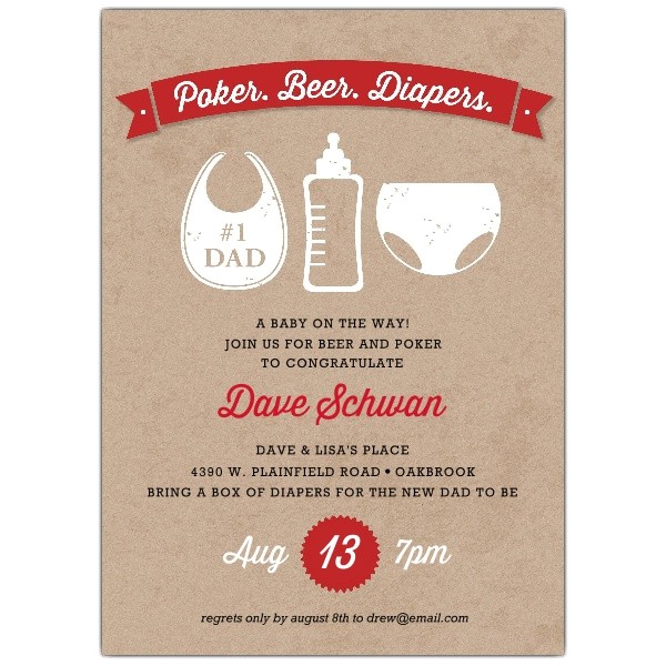 Diaper Poker Party Invitations Poker Beer Diapers Baby Shower Invitations Paperstyle