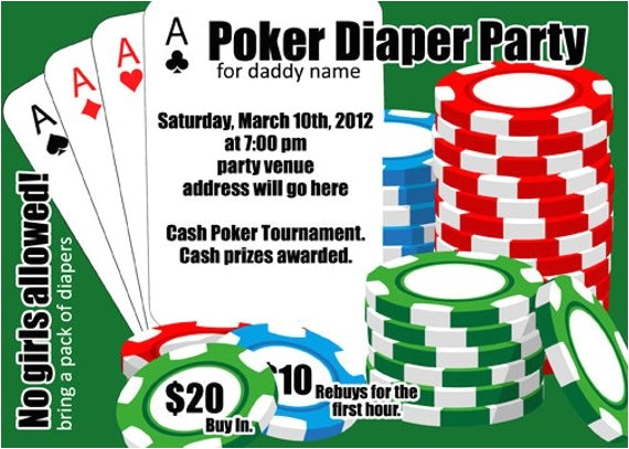 Diaper Poker Party Invitations Poker Diaper Party Card Digital File 4×6 or 5×7 by