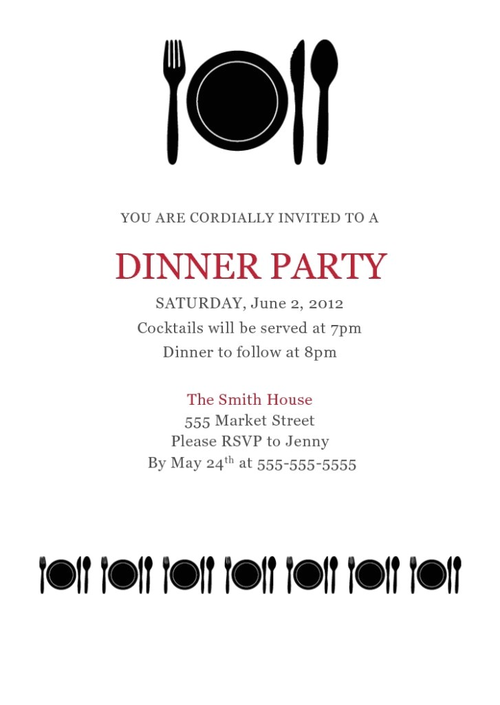 Dinner Party Invitation Templates Free Download Dinner Invitation Template Free Ctsfashion for Business