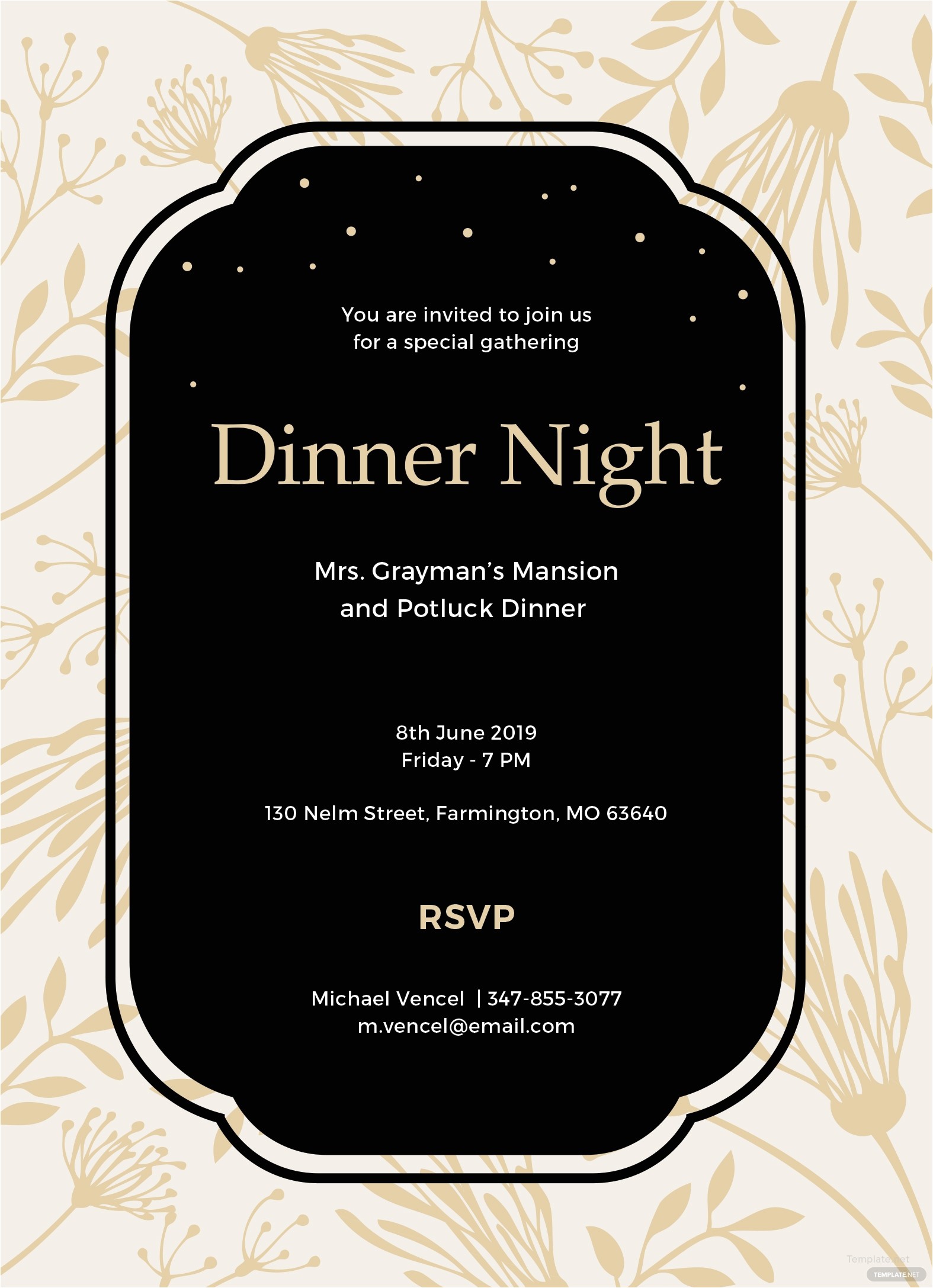 Dinner Party Invitation Templates Free Download Free Dinner Invitation Template In Ms Word Publisher
