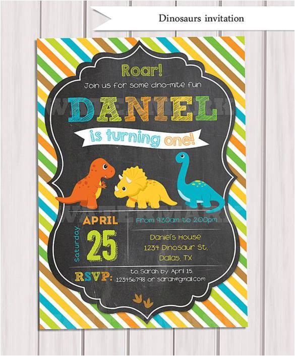 Dinosaur 1st Birthday Party Invitations 28 Dinosaur Birthday Invitation Designs Templates Psd