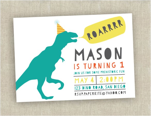 Dinosaur 1st Birthday Party Invitations 30 First Birthday Invitation Templates Free Sample