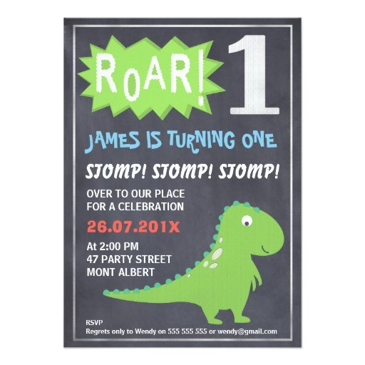 Dinosaur 1st Birthday Party Invitations Boys Dinosaur Chalkboard 1st Birthday Invitation Zazzle