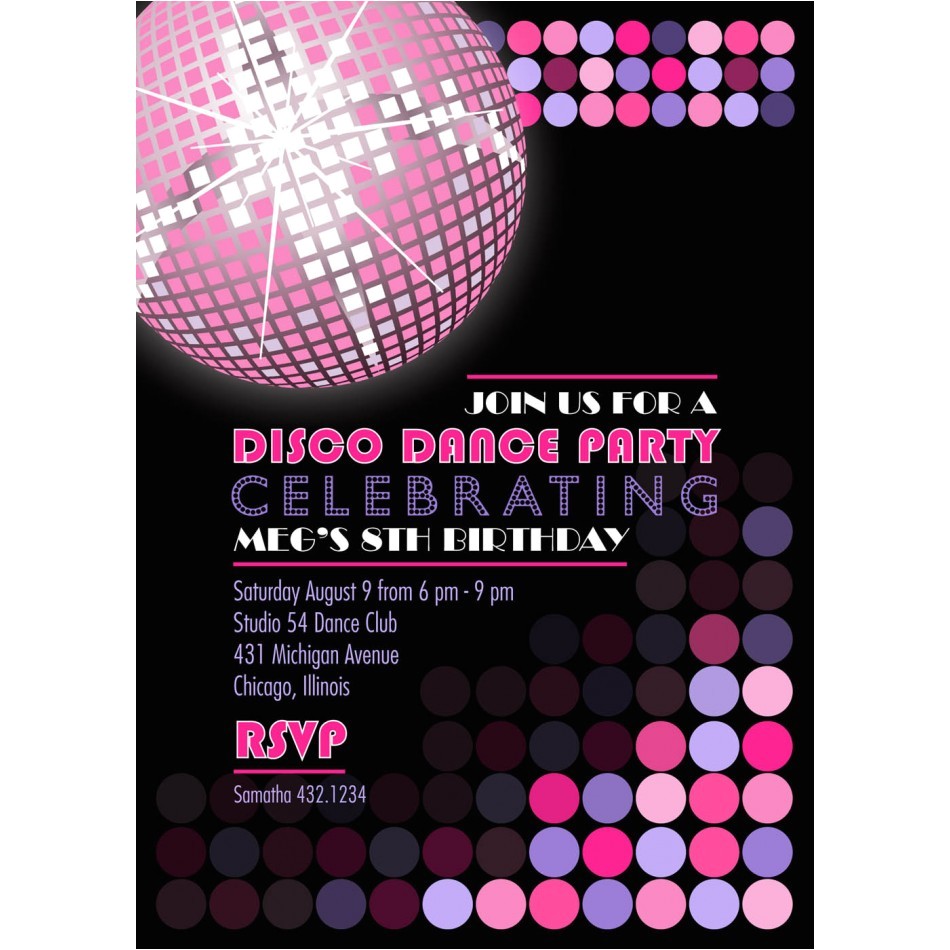Disco Party Invites Printable Disco Birthday Party Printable Invitation