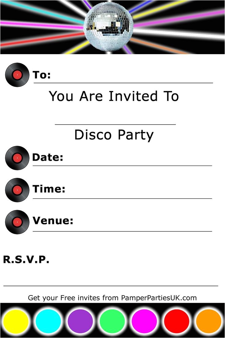 Disco Party Invites Printable Invitations Free Disco Party Invitations Disco Invites