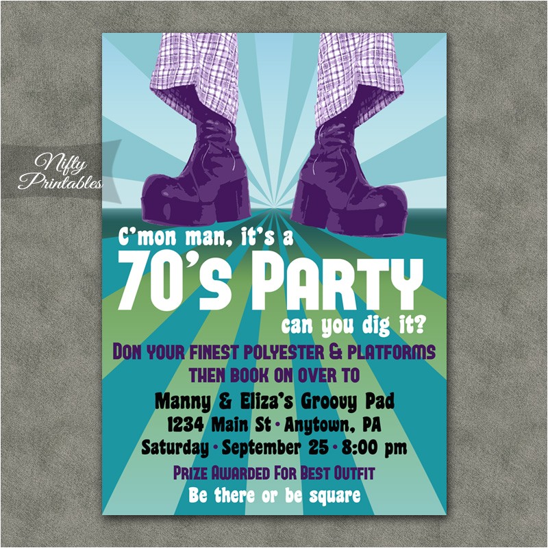 Disco theme Party Invitations Free 70s Party Invitations Nifty Printables