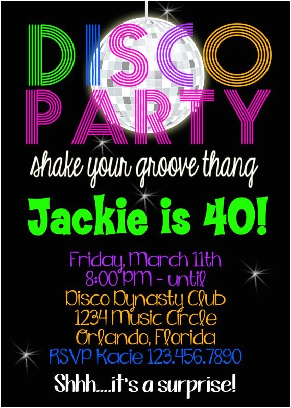 Disco theme Party Invitations Free Disco Party Birthday 5×7 Invitation Printable by Party