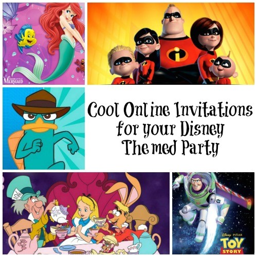Disney themed Party Invitations Birthday Invitations with Disney Movie Characters