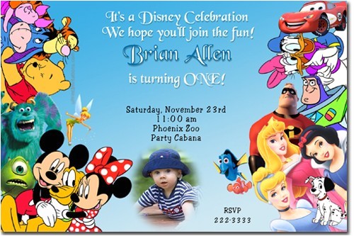 Disney themed Party Invitations Disney Birthday Invitations Ideas Bagvania Free
