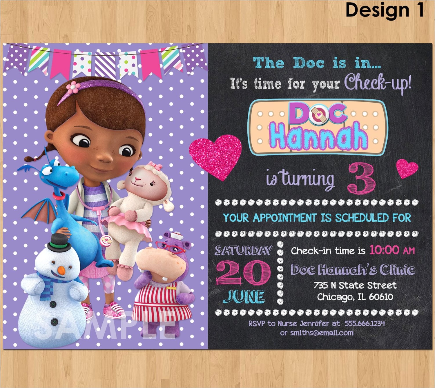 Doc Mcstuffins Party Invites Doc Mcstuffin Invitation Doc Mcstuffins Birthday Invitation
