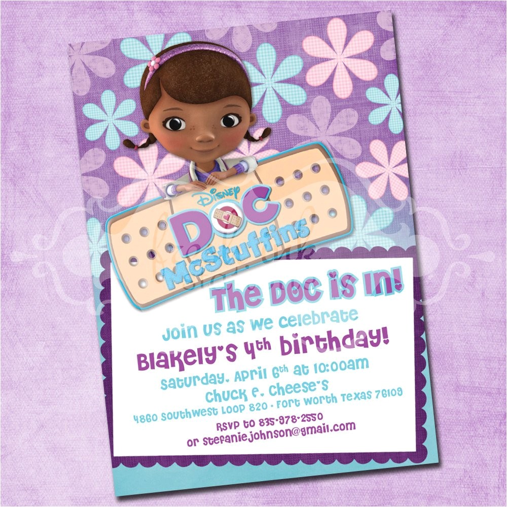 Doc Mcstuffins Party Invites Doc Mcstuffins Birthday Party Invitation