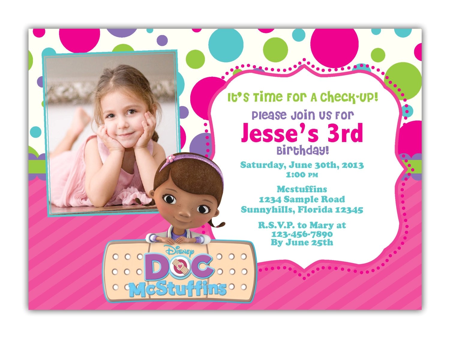Doc Mcstuffins Party Invites Etsy Your Place to Buy and Sell All Things Handmade