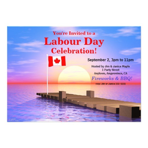Dock Party Invitations Labour Day Party Canadian Flag On Dock 5×7 Paper