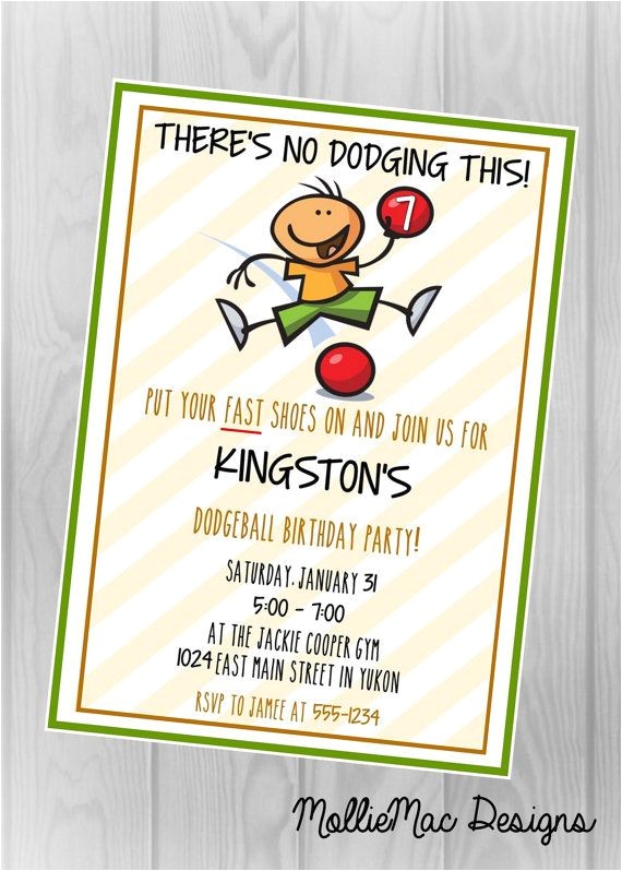 Dodgeball Birthday Party Invitations Custom Digital Printable Invitation Dodgeball Birthday