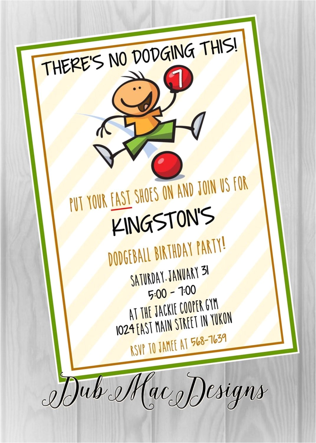 Dodgeball Birthday Party Invitations Custom Digital Printable Invitation Dodgeball Birthday