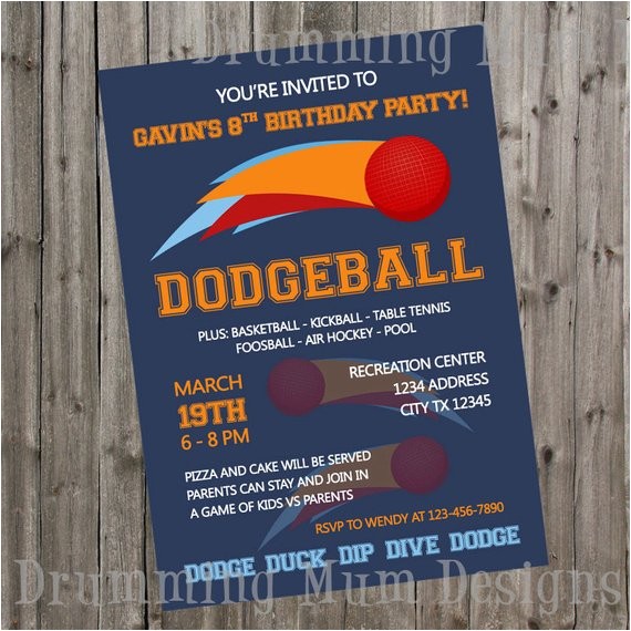 Dodgeball Birthday Party Invitations Dodgeball Birthday Invitation Dodgeball by Drummingmumdesigns