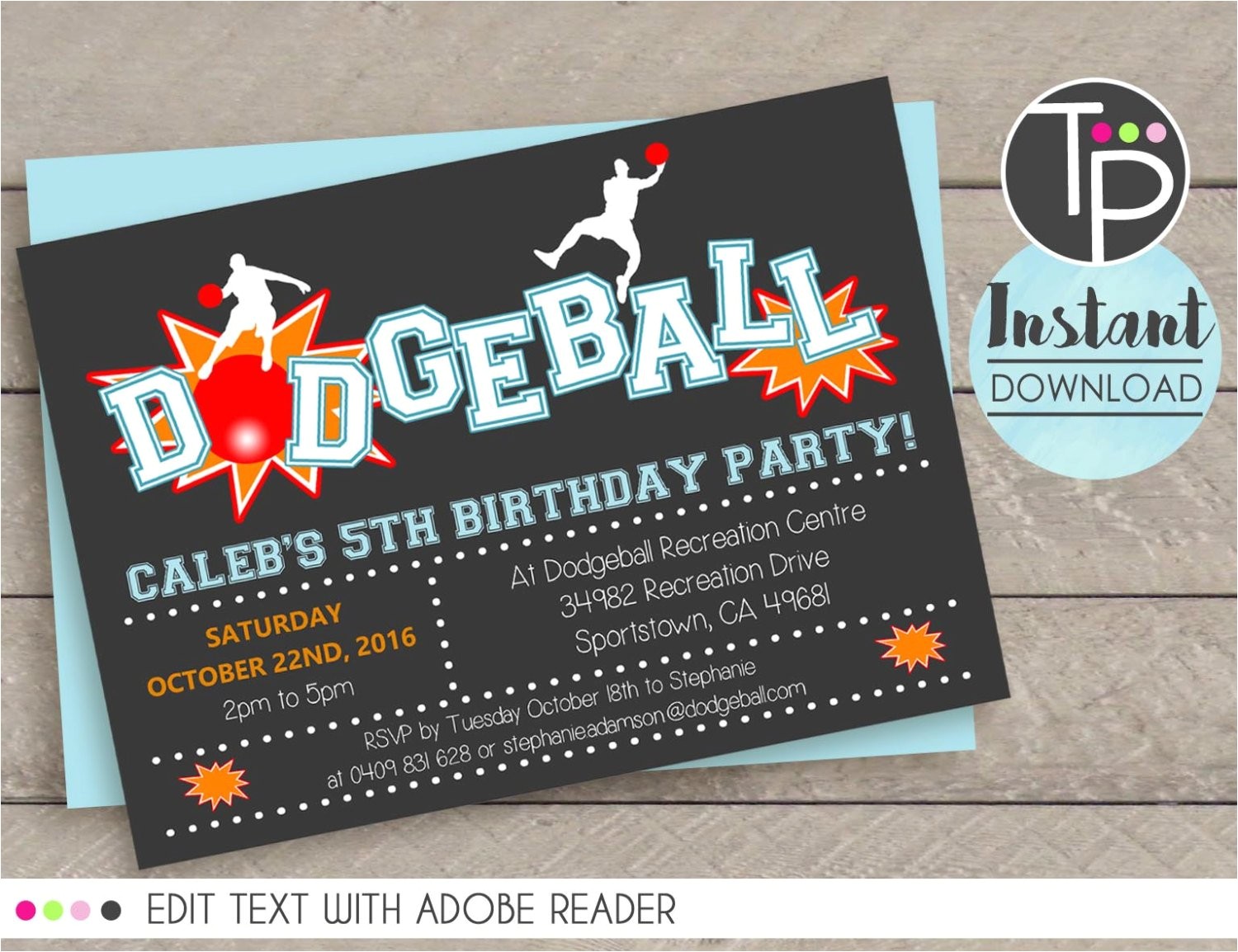 Dodgeball Birthday Party Invitations Dodgeball Invitation Instant Download Invitation Dodgeball