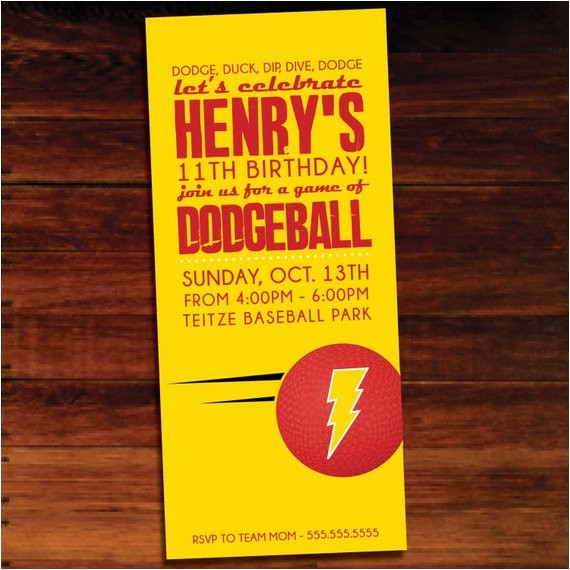 Dodgeball Birthday Party Invitations Dodgeball Invitations Set Of 12 by Polkaprints Cards