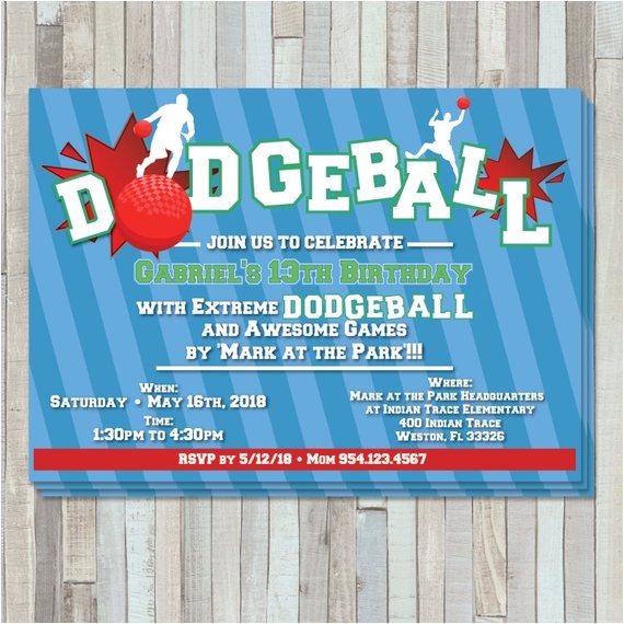 Dodgeball Birthday Party Invitations Dodgeball Party Birthday Invite
