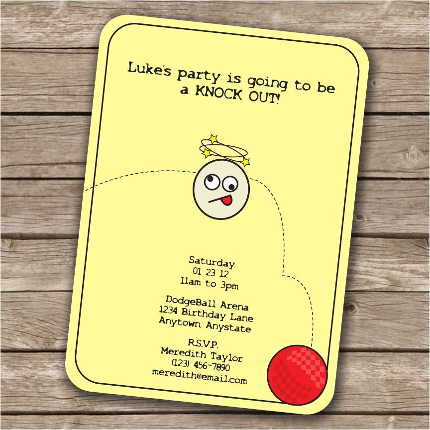 Dodgeball Birthday Party Invitations Invitation Dodgeball Collection by Pixelseeds On Etsy