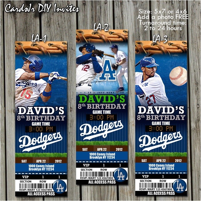 Dodger Party Invitations La Dodgers Invitation Baseball by Cardsjr On Etsy 3