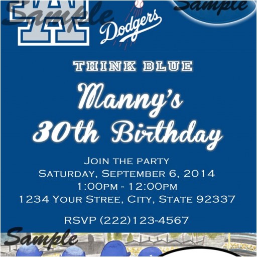 Dodger Party Invitations La Dodgers Invitation La02 Pcexpressdesigns On Artfire