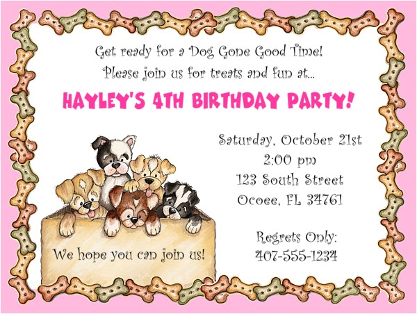 Dog Party Invitations Template Free Dog themed Birthday Party Invitations Template Free