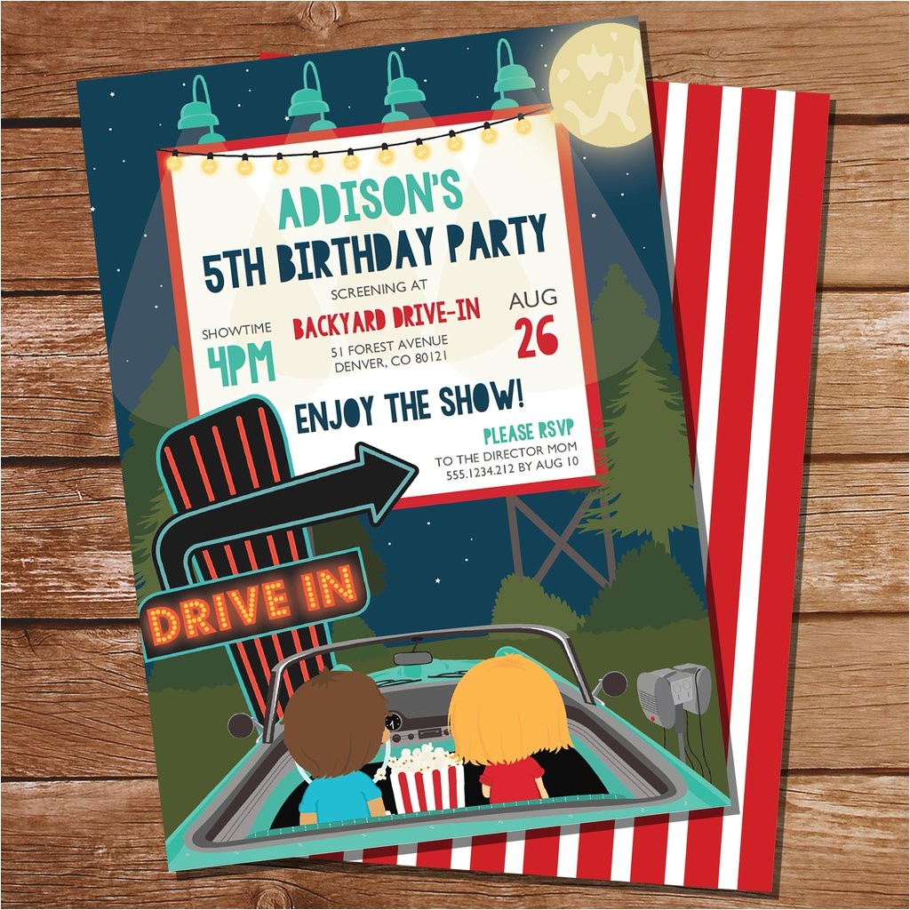 Drive In Movie Birthday Party Invitations Drive In Movie Party Invitation Drive In Party Drive In Movie Birthday Party Invitations Drive In Movie Party Invitation Drive In Party