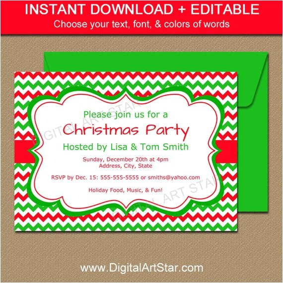 Editable Holiday Party Invitation Editable Holiday Invitation Template Red by Digitalartstar