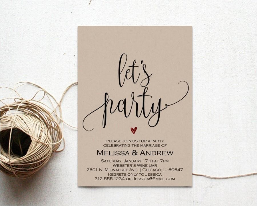 Elopement Party Invitation Template Elopement Party Invitation Elopement Party Editable