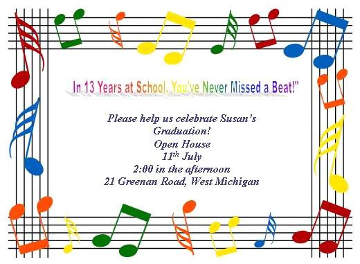 Email Party Invitations with Music Free Printable Graduation Stationery