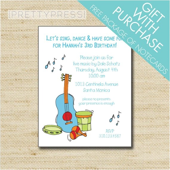 Email Party Invitations with Music Music Birthday Invitation Kids Music themed Party