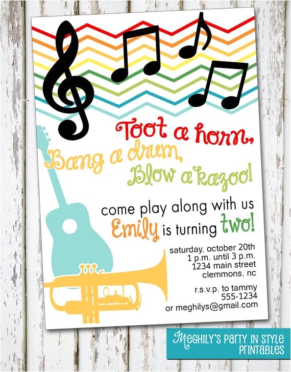 Email Party Invitations with Music Music Musical Instruments Invitation