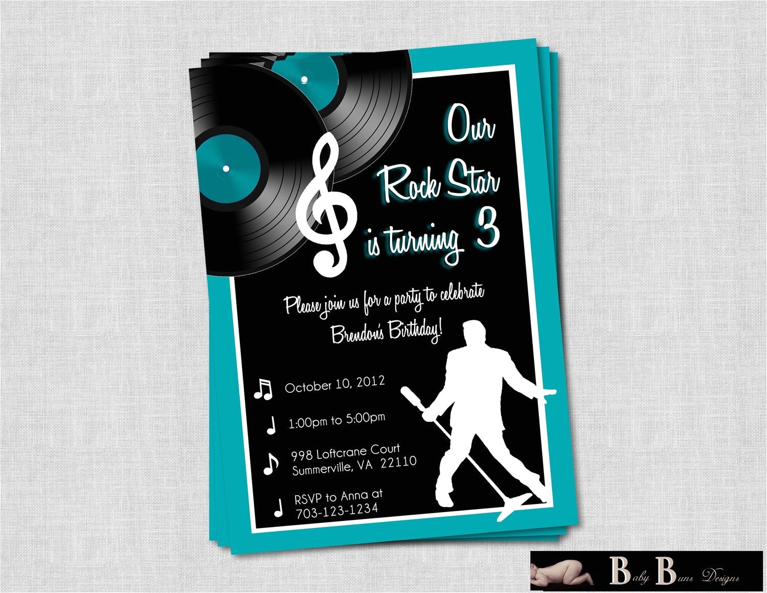 Email Party Invitations with Music Rock Roll Music Birthday Party Invitation