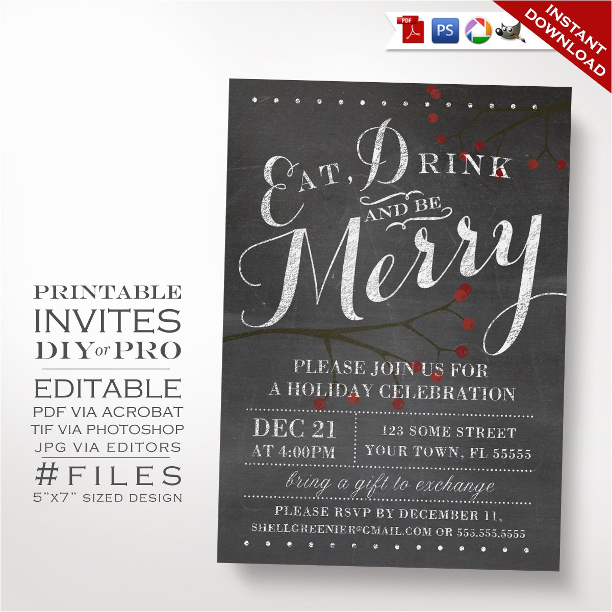 Etsy Christmas Party Invitations Editable Christmas Party Invitation Christmas Invitation