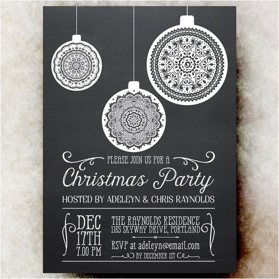 Etsy Christmas Party Invitations Items Similar to Chalkboard Christmas Party Invitation