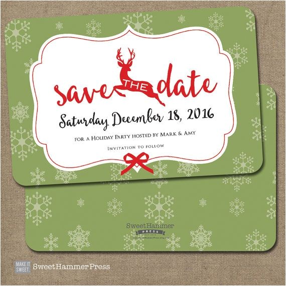 Etsy Christmas Party Invitations Reindeer Save the Date Christmas Party by Sweethammerpress