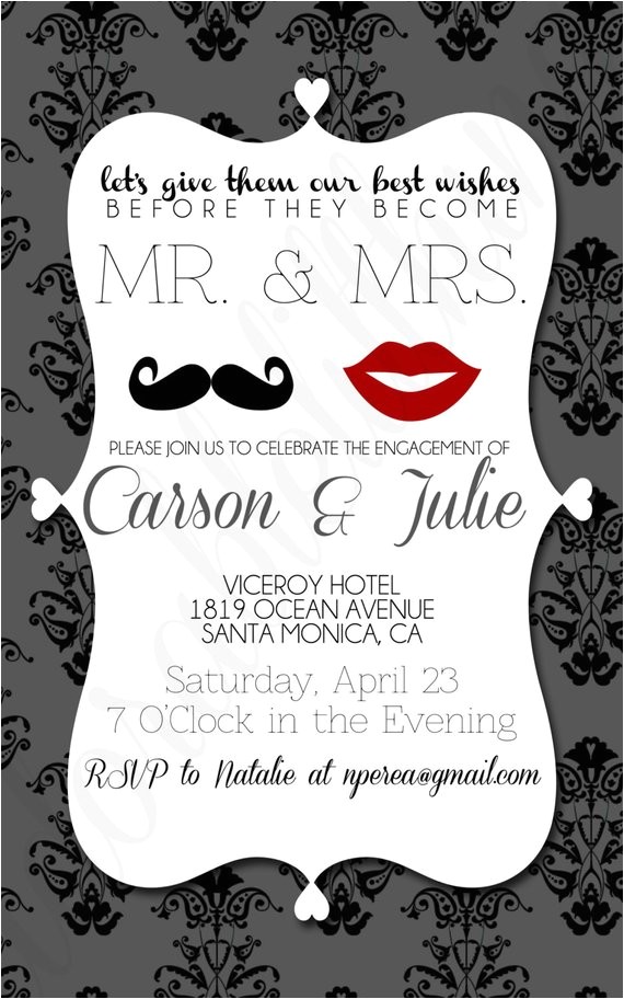 Etsy Engagement Party Invites Items Similar to Romantic Lips and Mustache Mr and Mrs