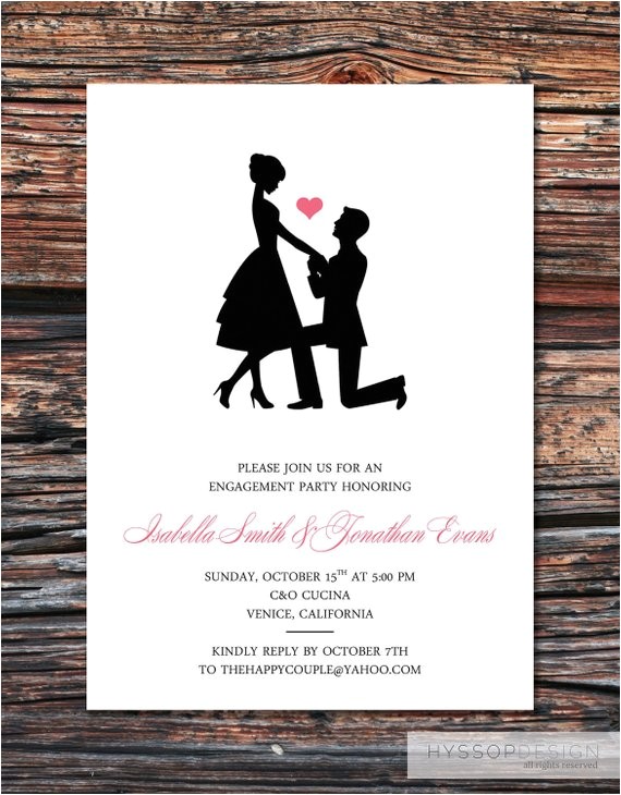 Etsy Engagement Party Invites Printable Diy Sweet Silhouette Proposal Engagement Party
