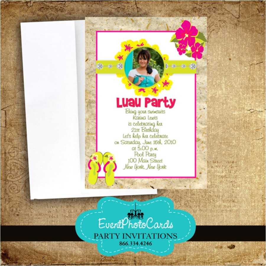 Event Photo Cards Party Invitations Sweet 16 Luau Party Invitations Party Invites