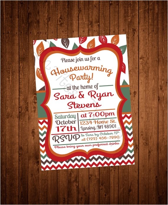 Fall Housewarming Party Invitations Fall Leaves Printable Housewarming Party Invite