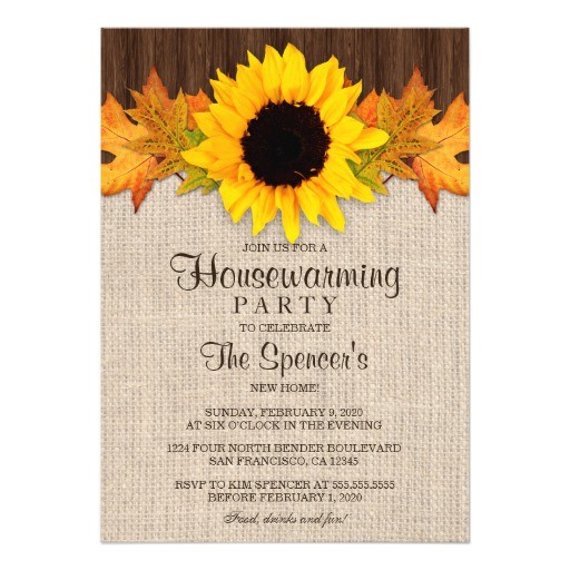 Fall Housewarming Party Invitations Rustic Fall Sunflower Housewarming Party Invites Zazzle