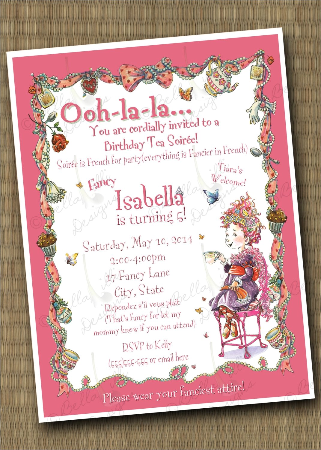 Fancy Nancy Tea Party Invitations Fancy Nancy Birthday soiree Invitation Printable File